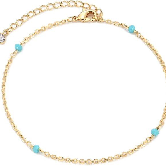Jewelry - Anklet for Women Gold Chain 14K Gold Plated Dainty Boho Beach Summer Simple Foot